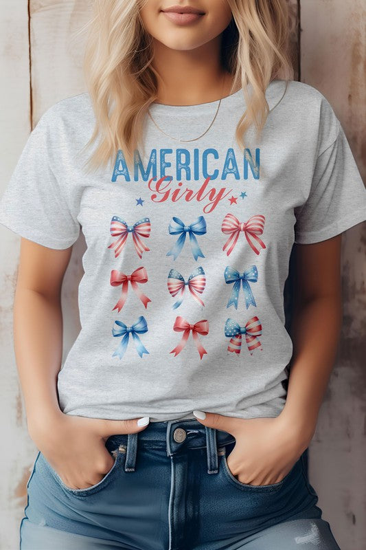 Patriotic Coquette Bow 4th of July Graphic Tee