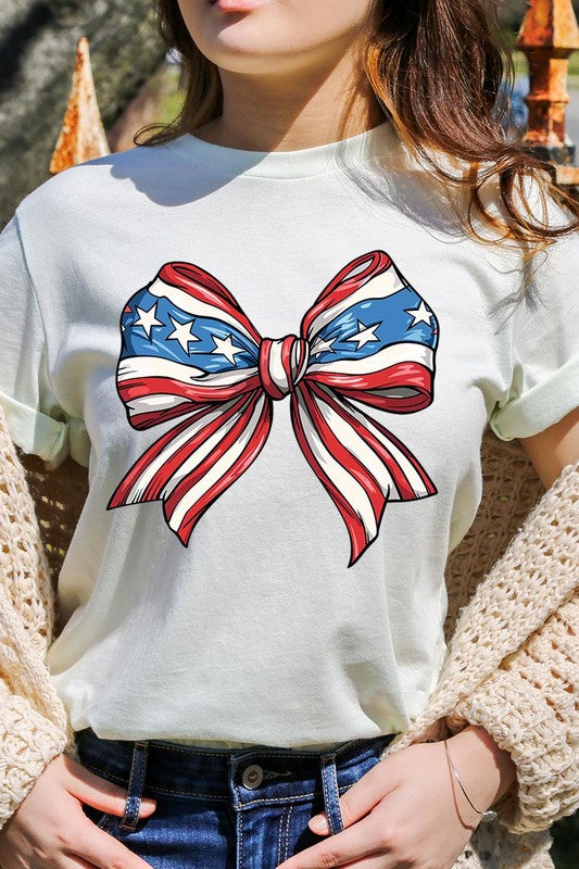 Coquette American Flag Bow Graphic T Shirts