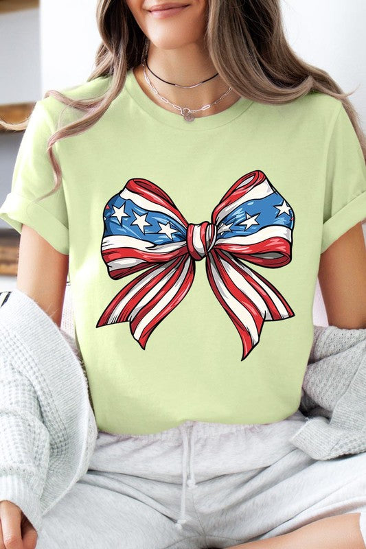 Coquette American Flag Bow Graphic T Shirts