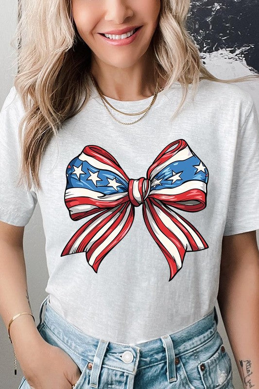 Coquette American Flag Bow Graphic T Shirts