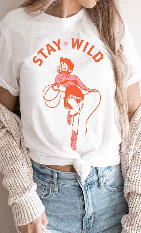 Vintage Stay Wild Cowgirl Graphic Tee T-Shirt PLUS