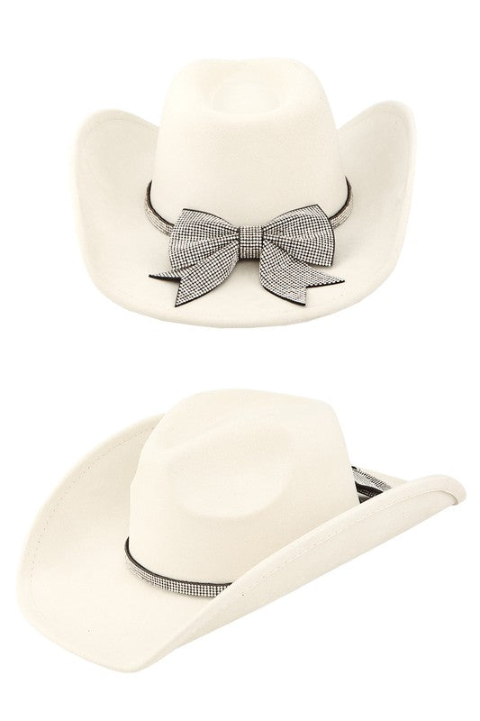 Rhinestone Ribbon Fedora Hat