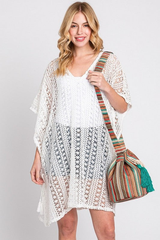 Cotton Tassel Boho Bucket Bag