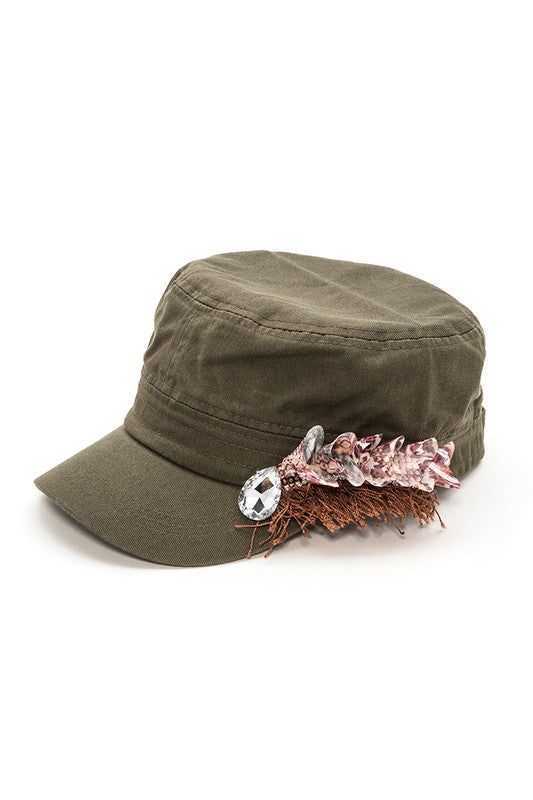 Crystal Lace Embellished Cadet Hat