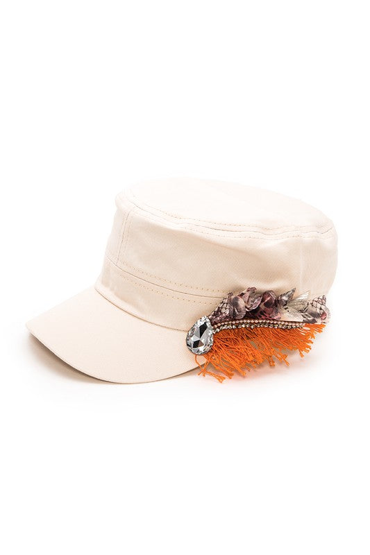 Crystal Lace Embellished Cadet Hat