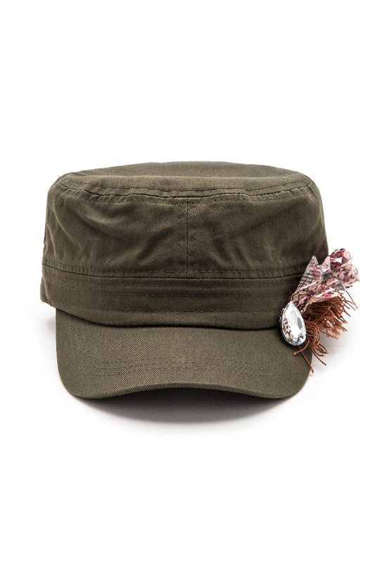 Crystal Lace Embellished Cadet Hat