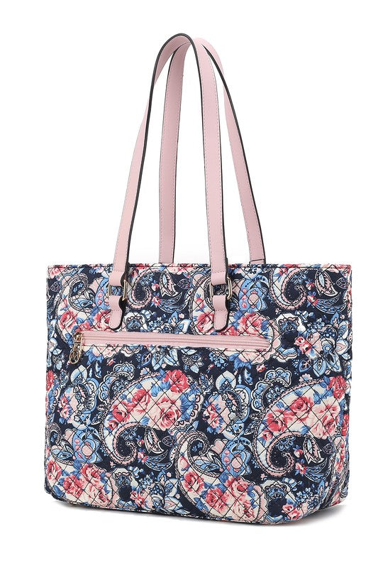 MKF Collection Quilted Cotton Botanical Tote Bag