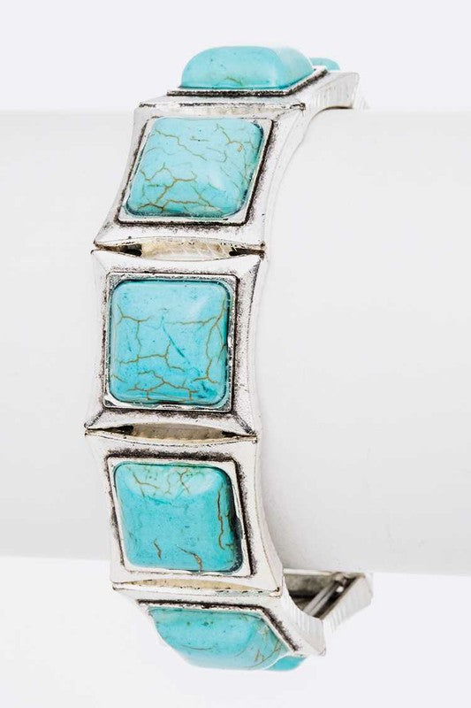 Stretch Square Stone Bracelet