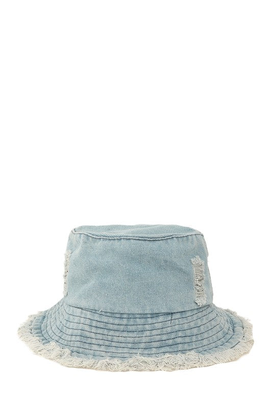 Distressed  Denim Bucket Hat