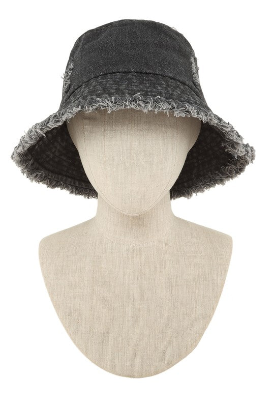 Distressed  Denim Bucket Hat