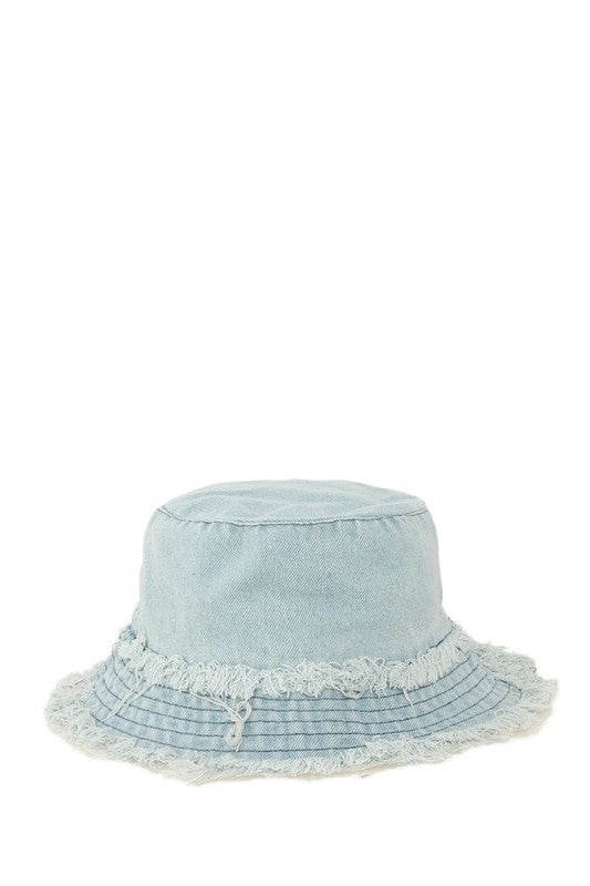 Distressed Line Denim Bucket Hat