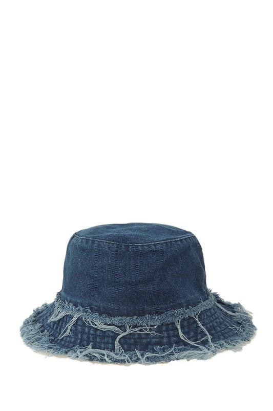 Distressed Line Denim Bucket Hat