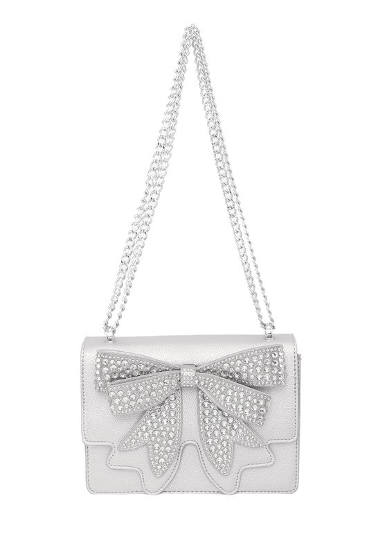 Rhinestone Double Ribbon Cross Bag