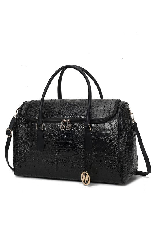 MKF Collection Embossed Vegan Leather Duffle Bag