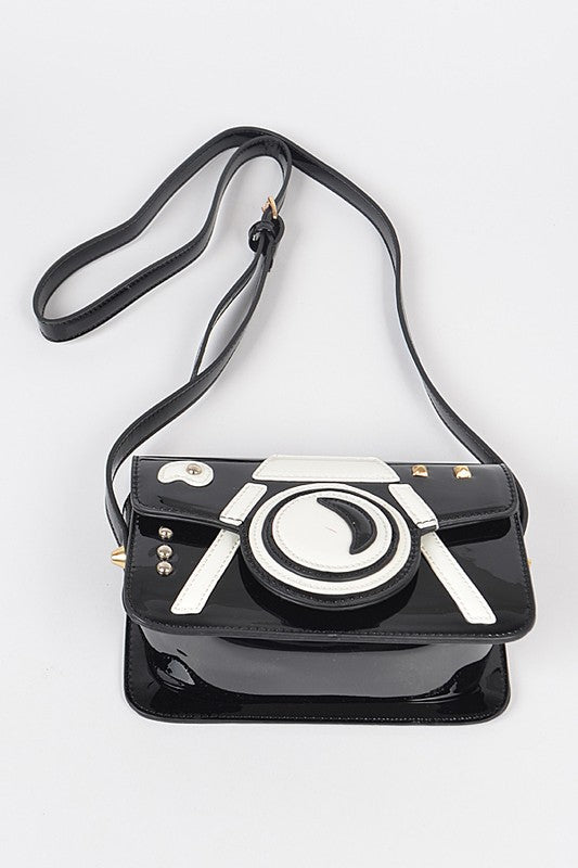 Patent Finish Iconic Camera Crossbody Bag