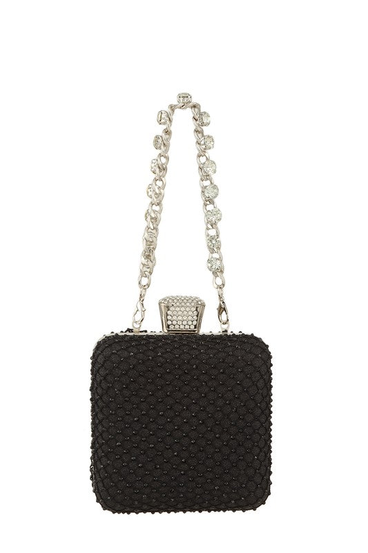 Rhinestone Paved Square Shape Crossbody Bag