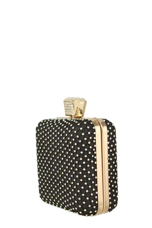 Rhinestone Paved Square Shape Crossbody Bag