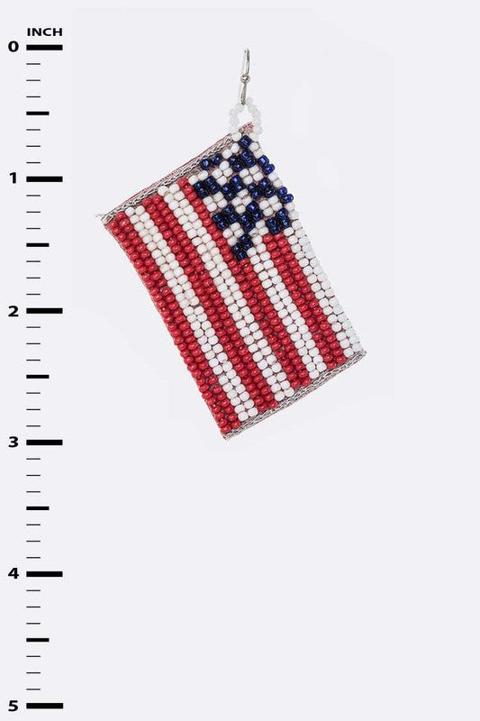 Beaded American Flag Earrings