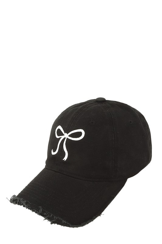 Ribbon Embroidered and Wash Baseball Cap