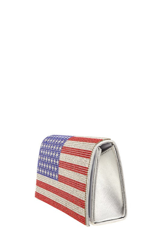 American Flag Rhinestone Clutch