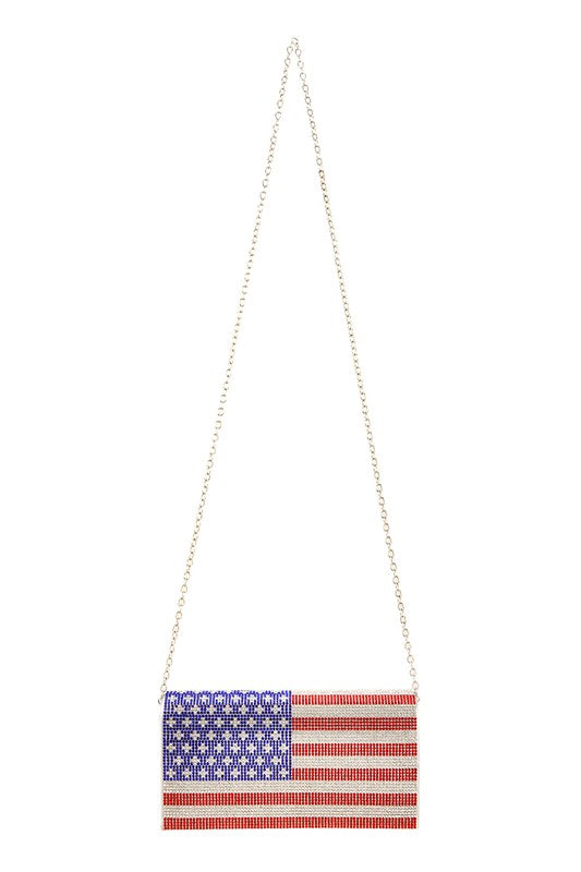 American Flag Rhinestone Clutch