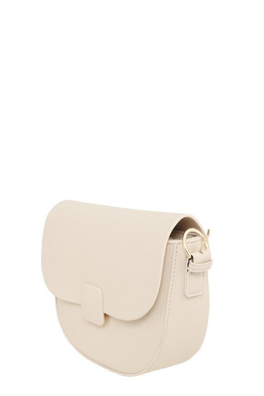 Half Moon Pu Leather Square Buckle Crossbody Bag