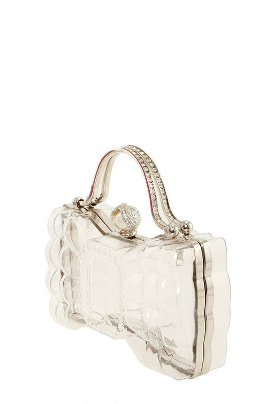 Rhinestone Ribbon Shape Transparent Rigid Bag