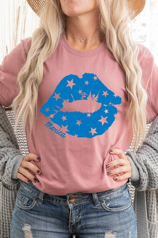 Merica Lips Graphic T Shirts