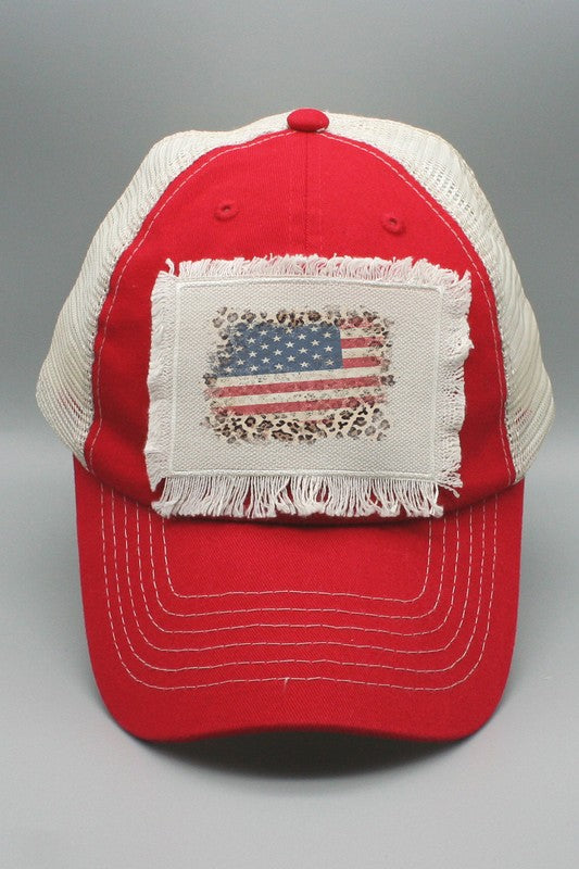 Patriotic Leopard Block American Flag Hat