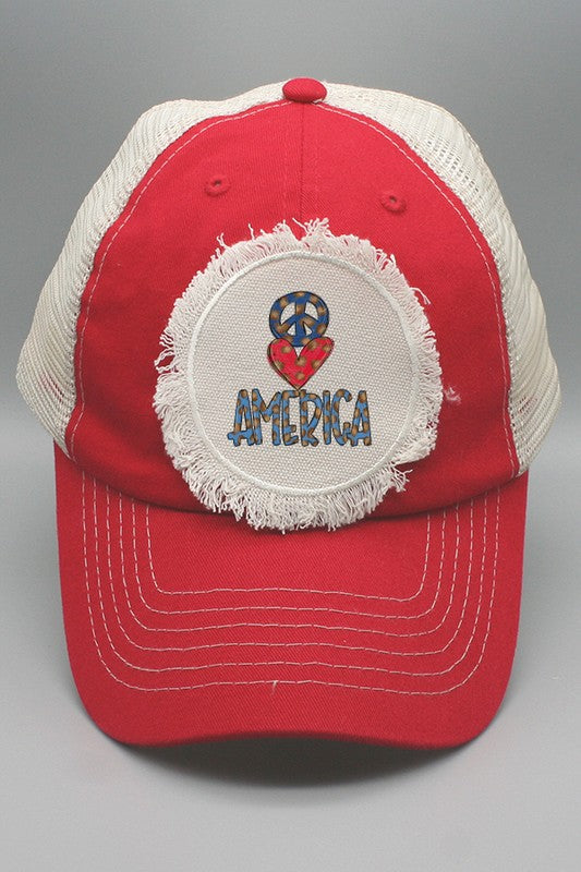 Patriotic Leopard Peace Love America Hat