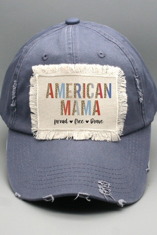 Patriotic American Mama Proud Free Brave Hat