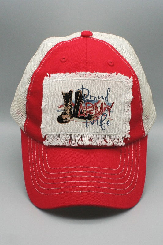 Patriotic Proud Army Wife Hat