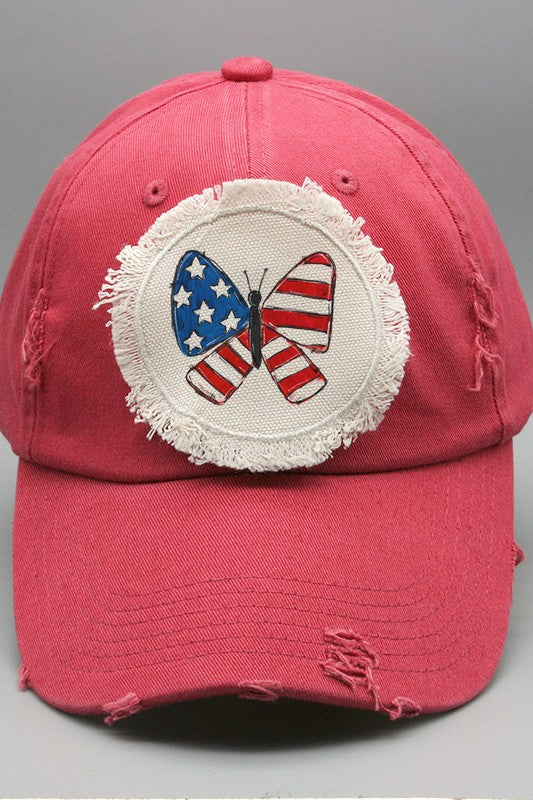 Patriotic American USA Butterfly Hat