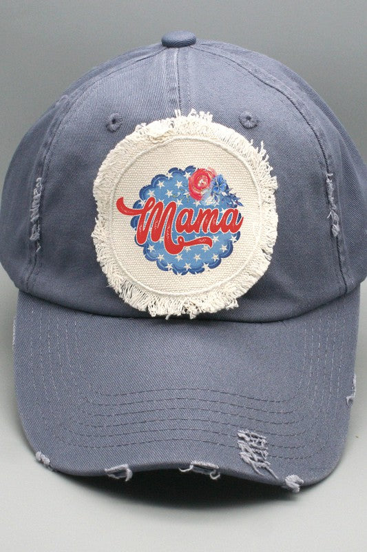 Patriotic American Mama Blue Circle Hat