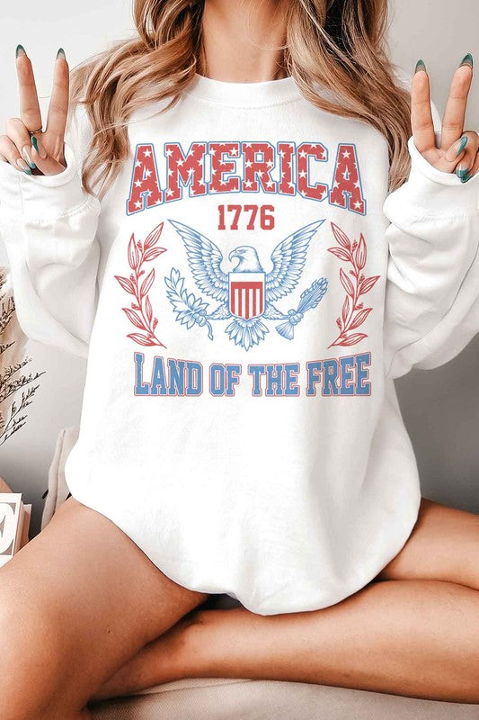 AMERICA LAND OF THE FREE GRAPHIC SWEATSHIRT