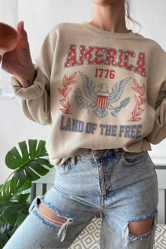 AMERICA LAND OF THE FREE GRAPHIC SWEATSHIRT