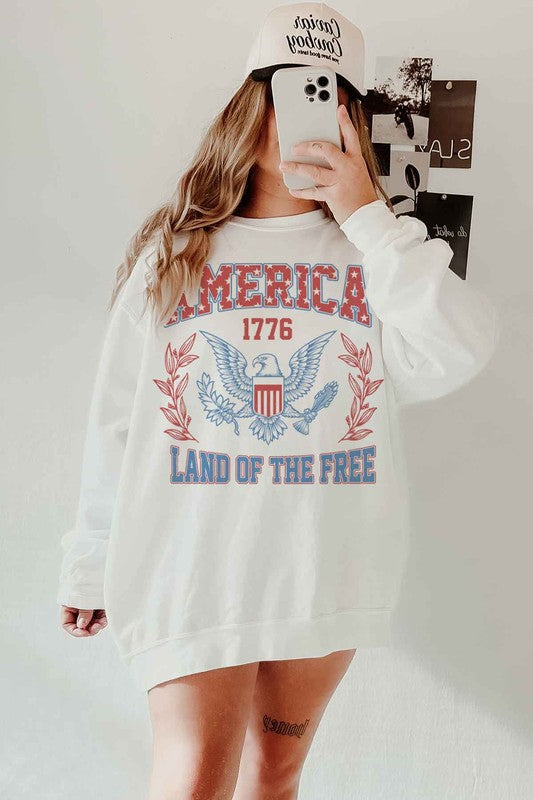 AMERICA LAND OF THE FREE OVERSIZED SWEATSHIRT