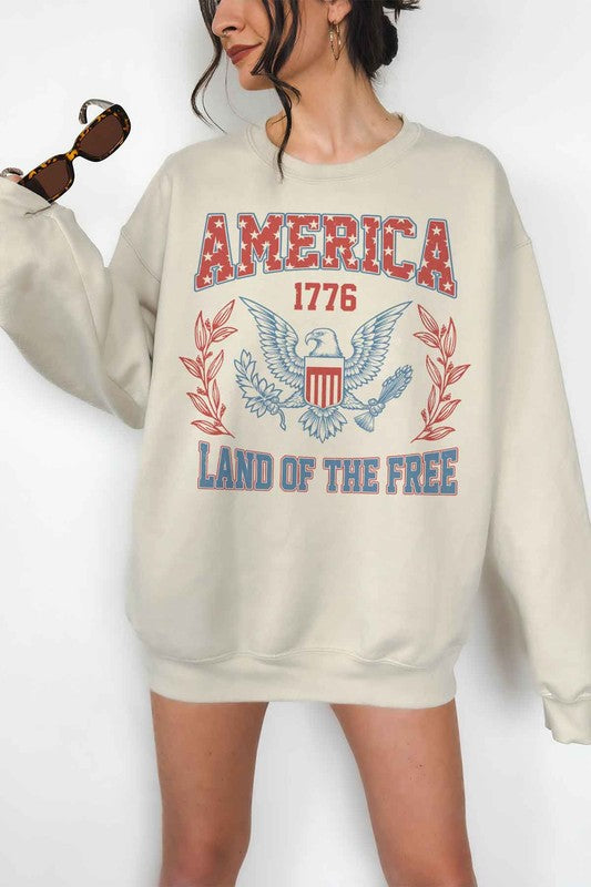 AMERICA LAND OF THE FREE OVERSIZED SWEATSHIRT