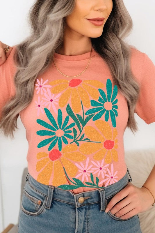 Boho Abstract Floral  Graphic T Shirts