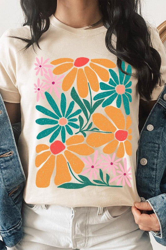 Boho Abstract Floral  Graphic T Shirts