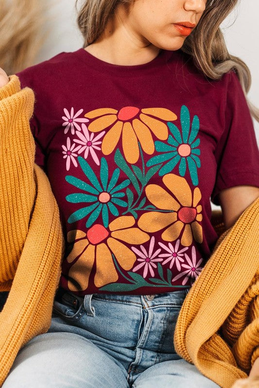 Boho Abstract Floral  Graphic T Shirts