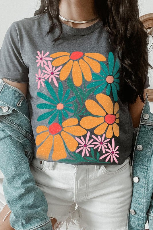 Boho Abstract Floral  Graphic T Shirts