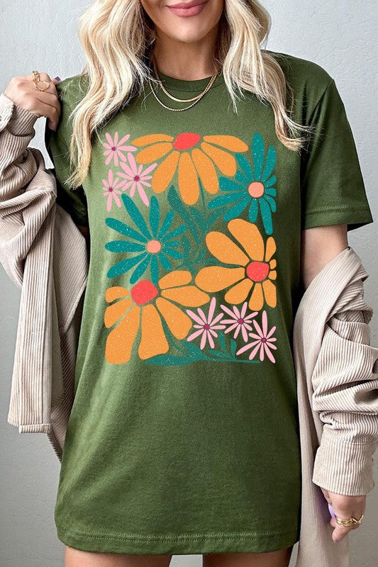 Boho Abstract Floral  Graphic T Shirts