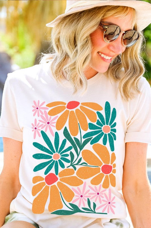 Boho Abstract Floral  Graphic T Shirts