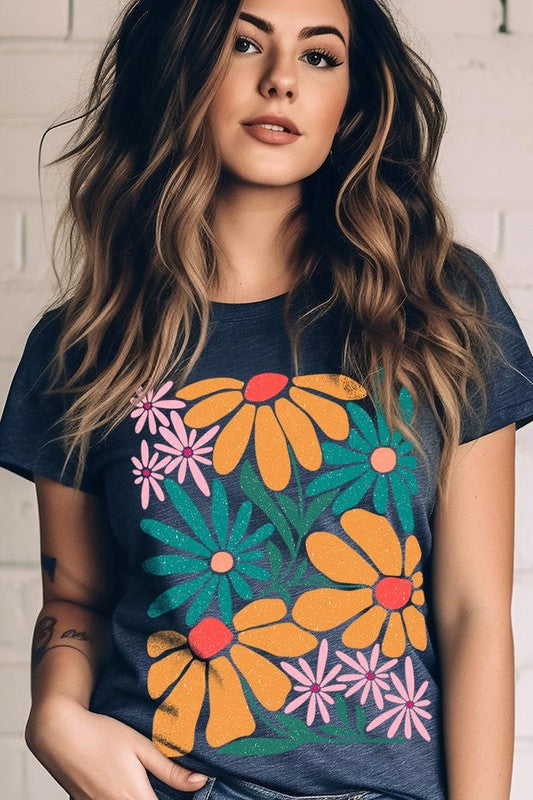 Boho Abstract Floral  Graphic T Shirts