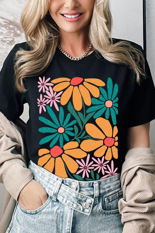 Boho Abstract Floral  Graphic T Shirts