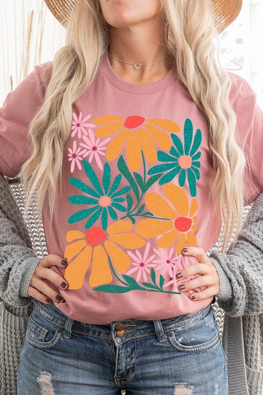 Boho Abstract Floral  Graphic T Shirts