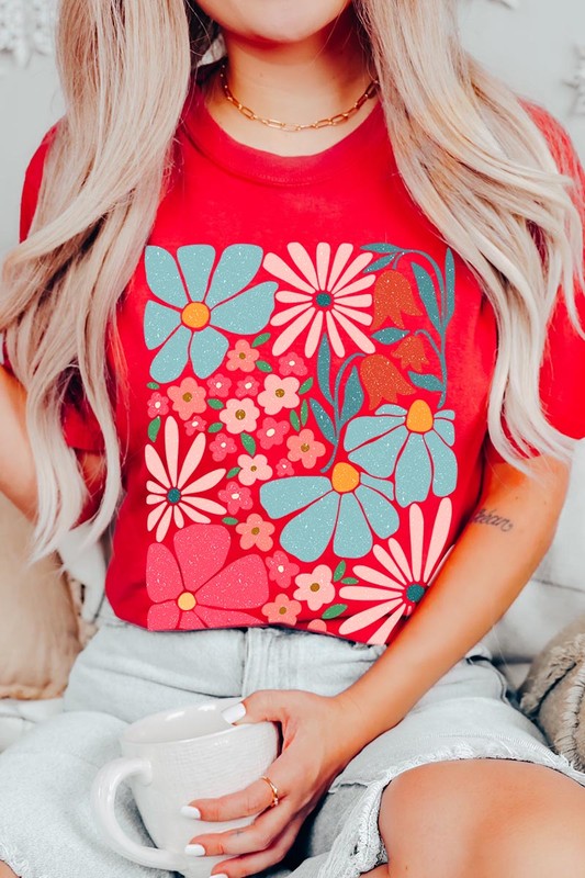 Boho Abstract Floral  Graphic T Shirts