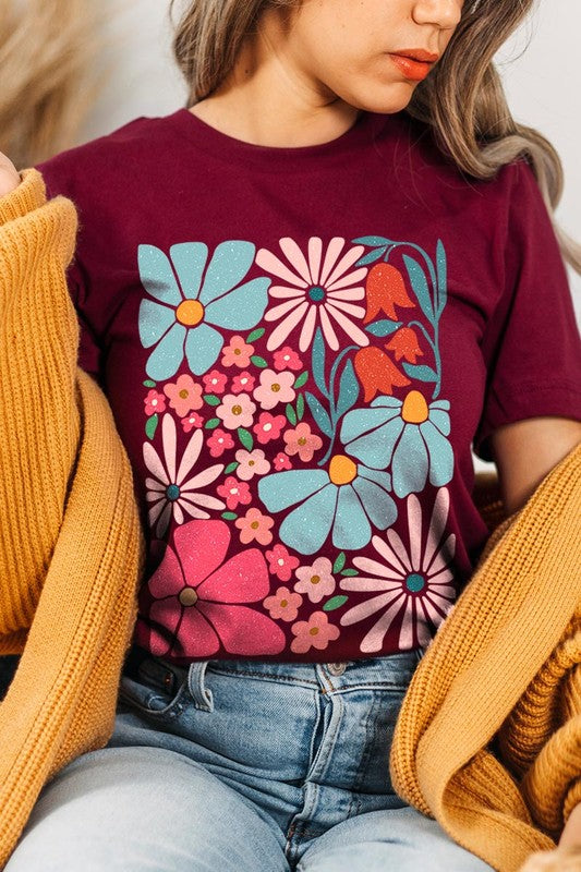 Boho Abstract Floral  Graphic T Shirts