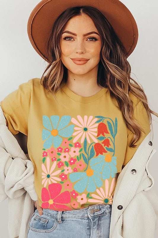 Boho Abstract Floral  Graphic T Shirts